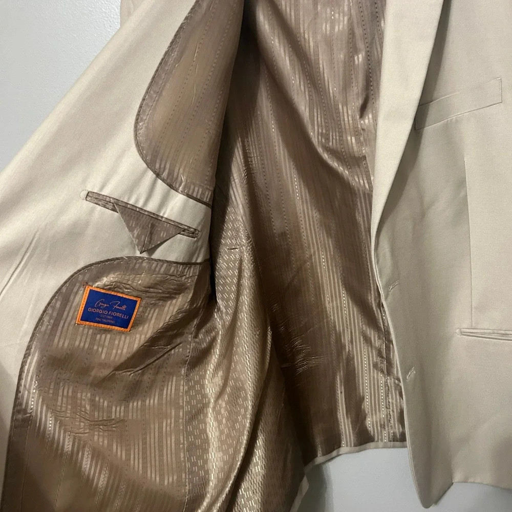 Giorgio Fiorelli 2-Piece Suit Blazer 49 Tan Two-Button 40X24 Trousers Flat Front
